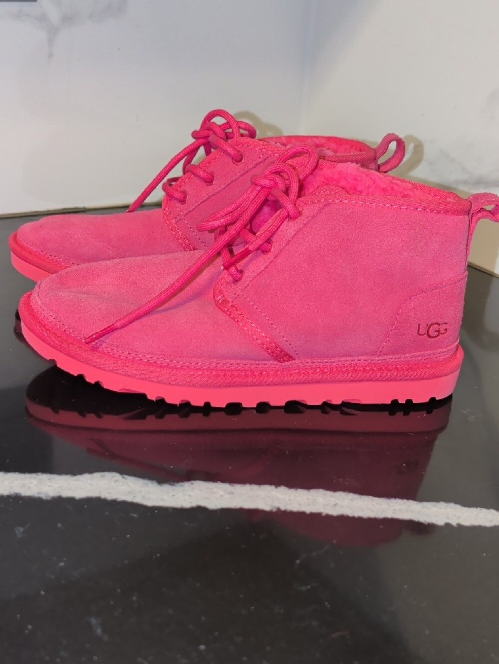 UGG Neumel Chukka 'Taffy Pink' Lace-Up Boots Wmn's Size 7 Used Exc - Picture 4 of 8